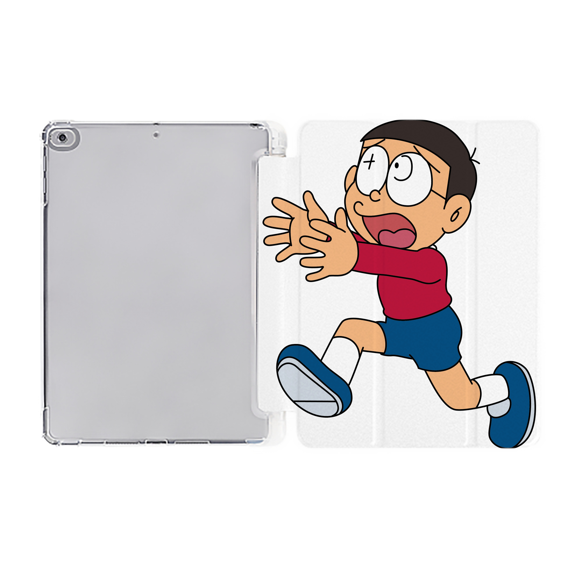 （画像用） ドラえもん 野比 のび太 Doraemon Nobita Nobi IPad ケース ペン収納付き 三つ折りスタンド PUレザー×シリコン 対応機種9.5/10.5/10.9インチ
